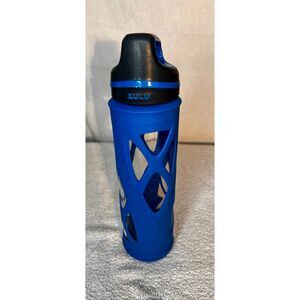 Zulu Water Bottle Blue 20oz Glass Silicone Sleeve Leakproof Sports BPA-Free Drin